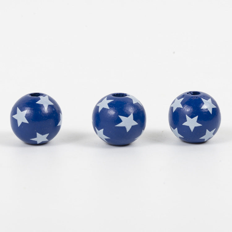 Venta al por mayor 16-38MM Cuentas de madera del 4 de julio 10pcs